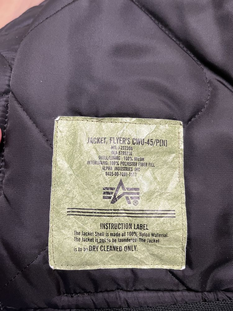 Alpha Industries CWU45 куртка бомбер нашивки MA 1