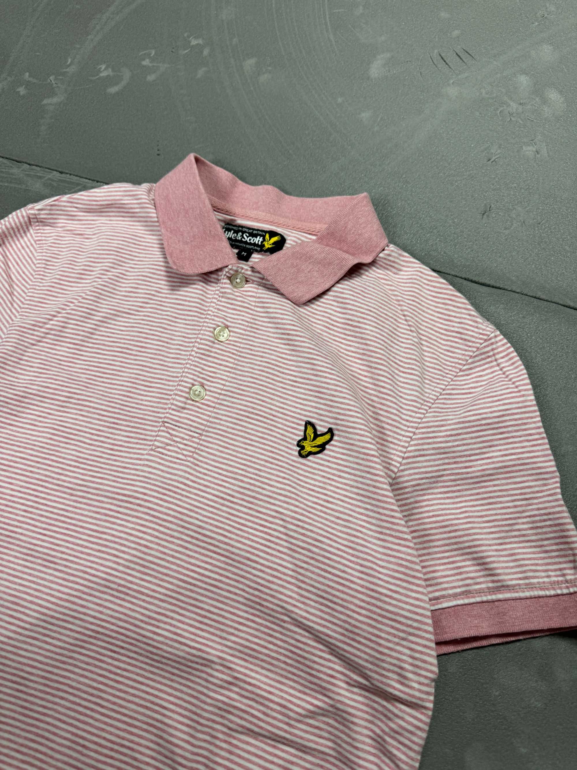 Lyle & Scott koszulka polo z haftem w paski (M) 90s 80s y2k polówka
