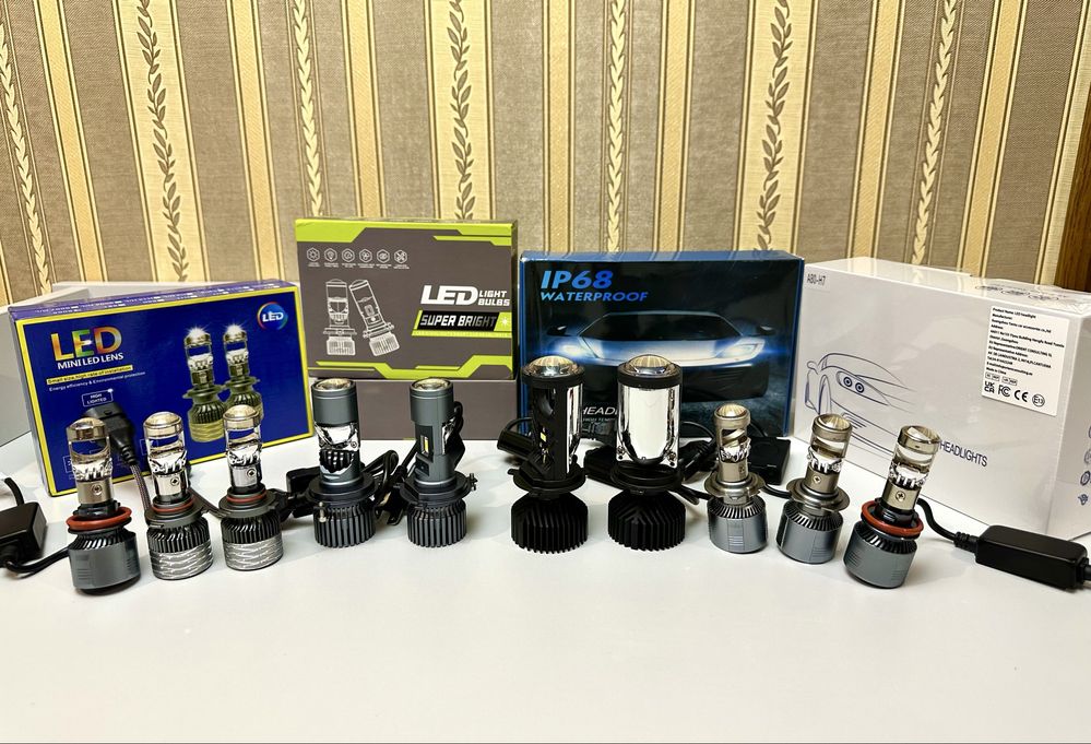 Мини линзы H4 H7 H11 HB3 HB4 6000k 100вт. Міні лінзи. Led лампы.