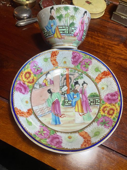 Prato Taça Libação Porcelana chinesa séc XVIII 14,5 cm
