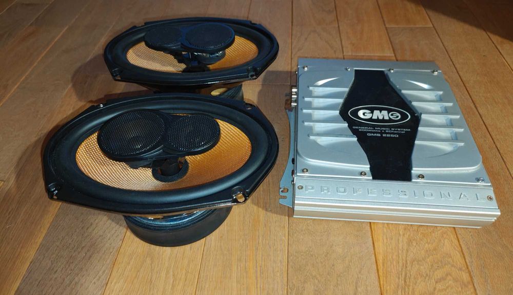 wzmacniacz GMS 2x100W głośniki 6x9 2x100w