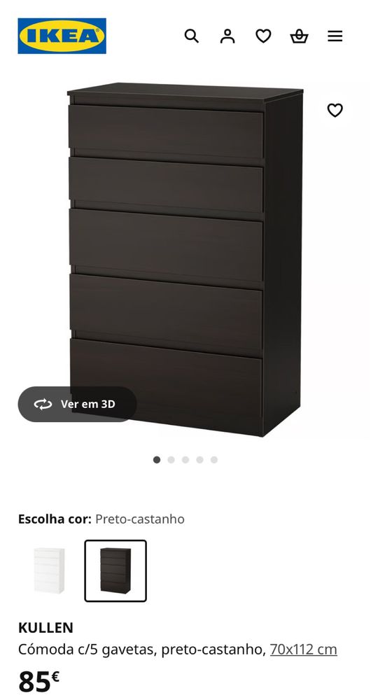 Cómoda c/5 gavetas, modelo KULLEN IKEA