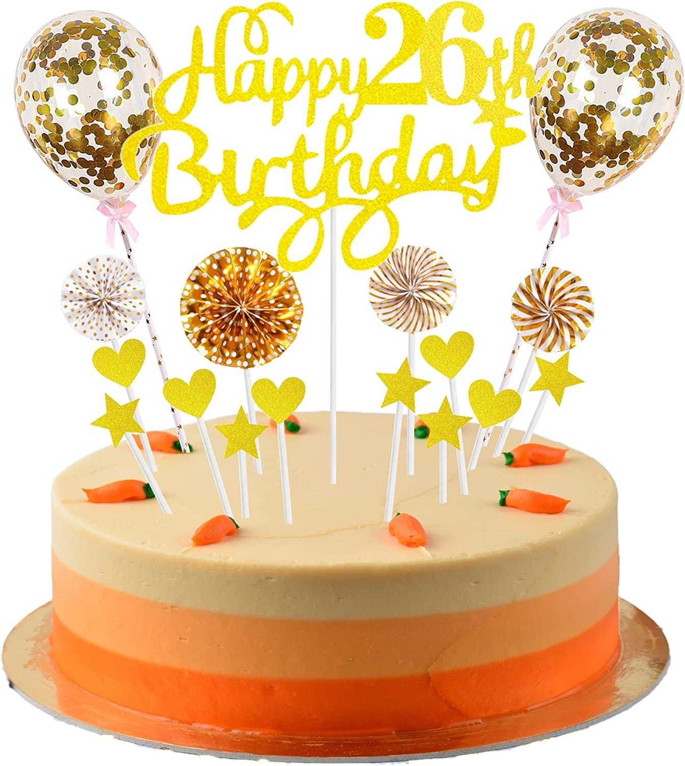 Dekoracja 26 urodziny topper na tort balony
