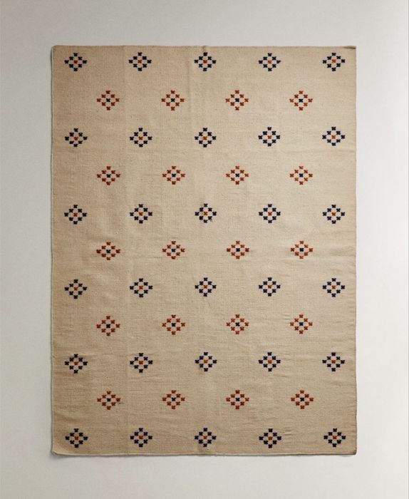(160 x 230 CM) Tapete Lã Algodão Losangos Zara Home NOVO