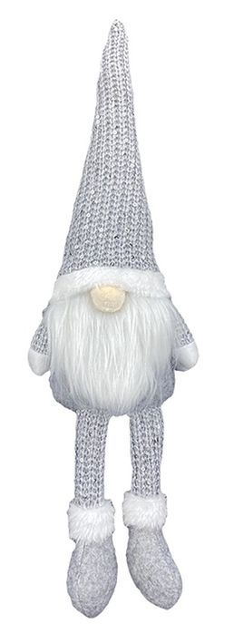 krasnal skrzat świąteczny z brodą szary 47cm