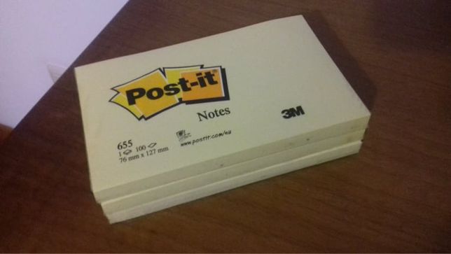 Post-it - Bloco de Notas Adesiva 76mm x 127mm Pack 3 unidades