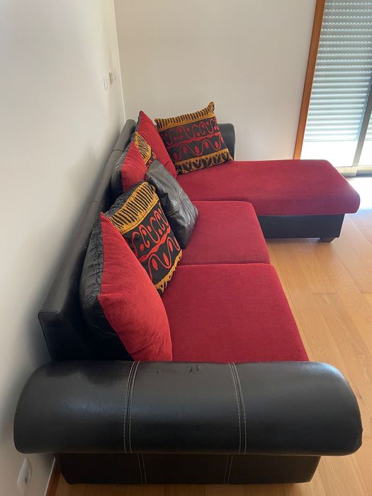 Sofa de tecido e pele usado