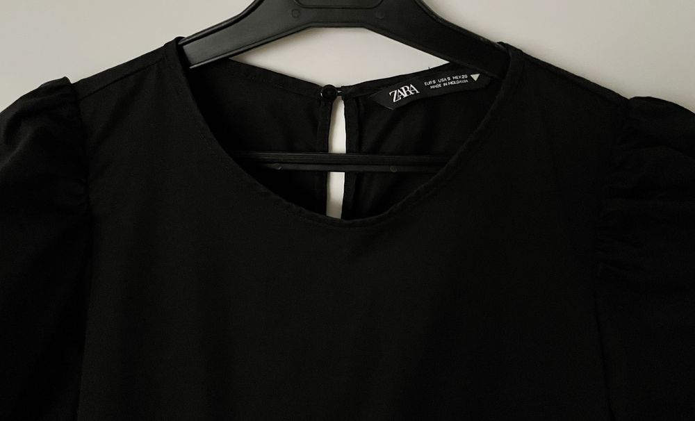 Zara / czarna sukienka midi popelinowa popelina viralowa / S 36