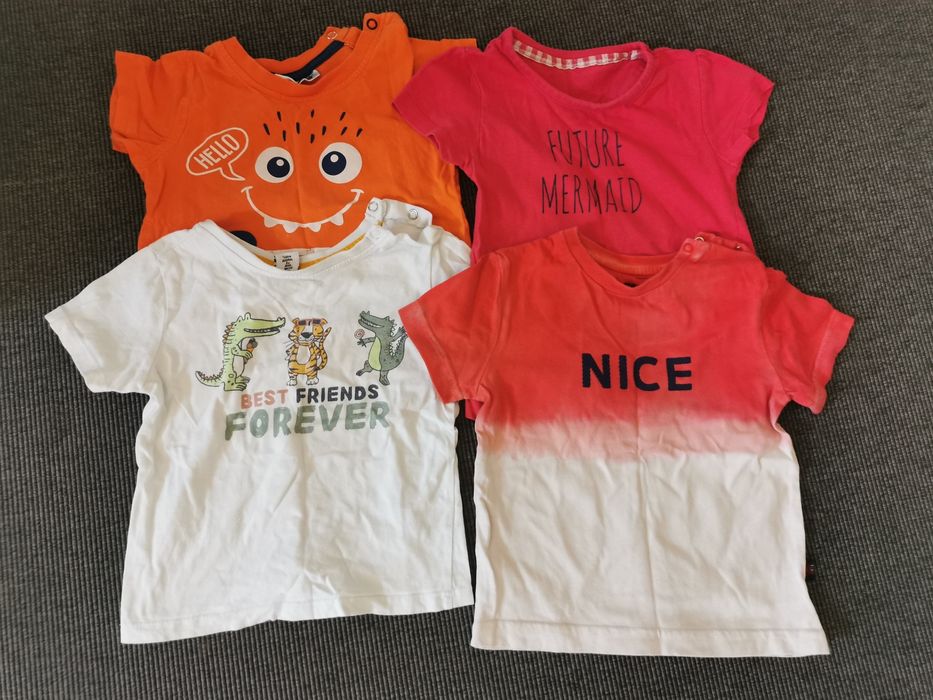 Zestaw t-shirt 4 sztuki, 80 i 86