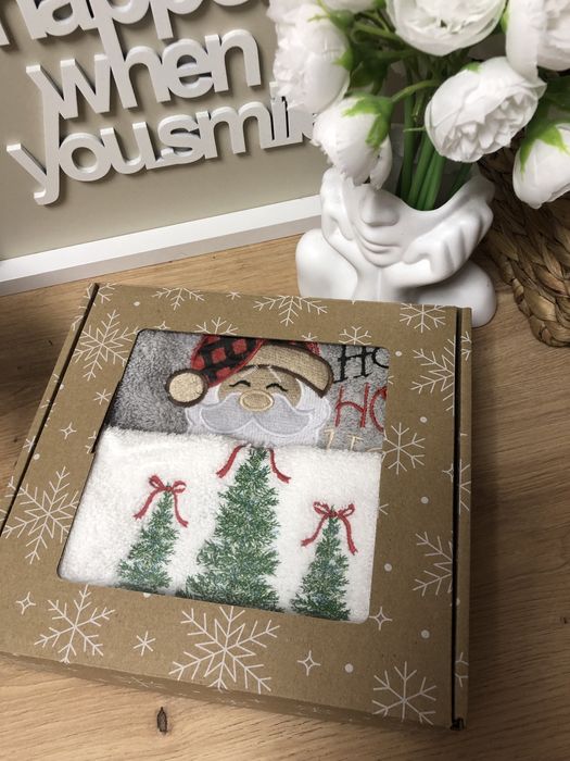 Ręczniki 50×100 – świąteczne, bawełna 100%, haft komputerowy + imię