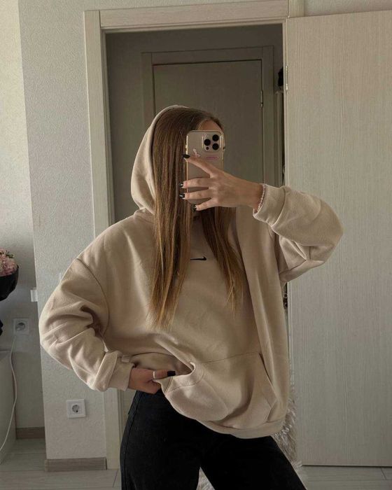 Женская худи Nike на флисе Кофта с капюшоном 42-46 S-M Универсал Зимня