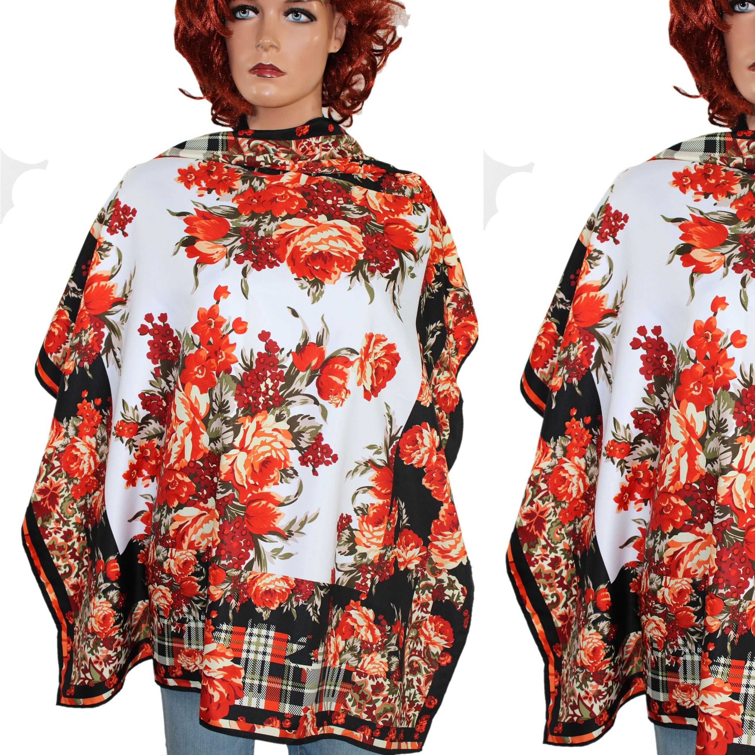 bb3 PURDEY Stylowa Chusta Apaszka Kwiaty 85x87