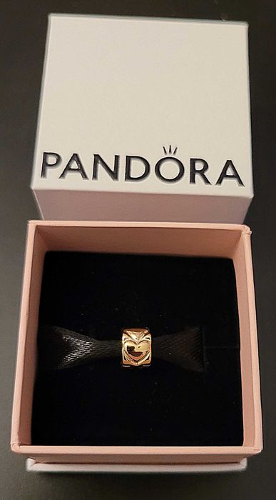 PANDORA oryginalny złoty 14k 585 charms klips bijące serce 750243