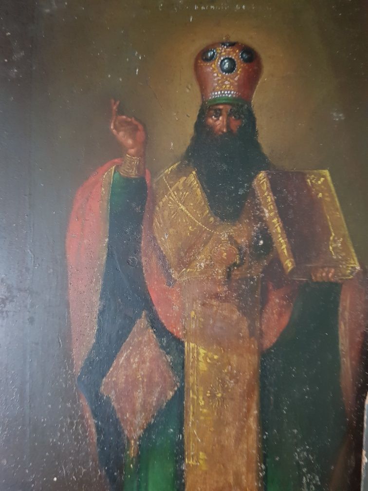 Старовинна Ікона Василій Великий,  19 ст, 25см ×31,5см, академ.письмо