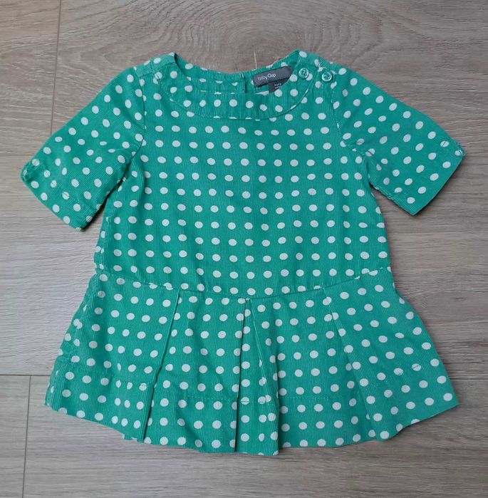 Sztruksowa sukienka białe kropki BABY GAP 62