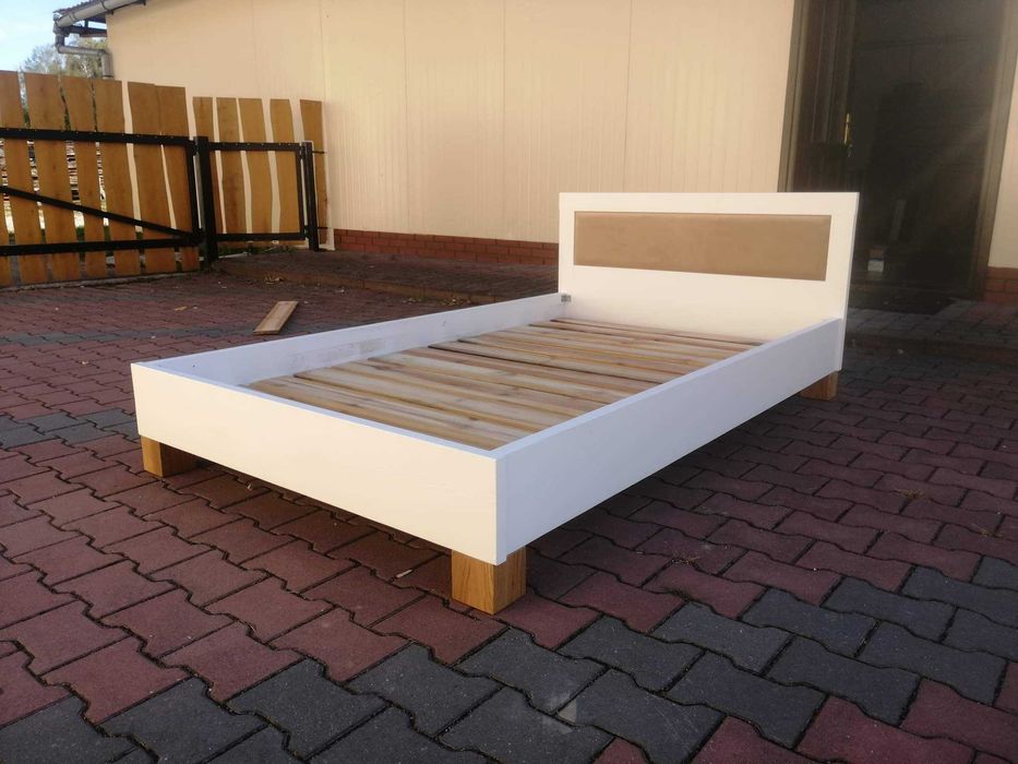 Piękne łóżko drewniane sosnowe biale 120x200 - nowe