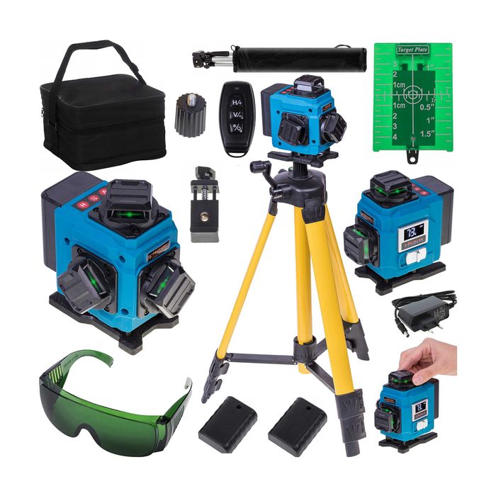 Poziomica laserowa 360 ECO4 Laser krzyżowy 4D OBROTOWE okienka  STATYW