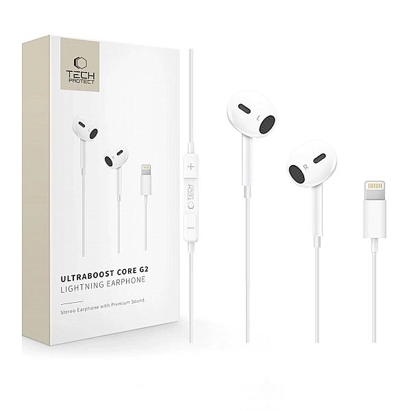 Słuchawki Tech-Protect Ultraboost Core G2 Lightning - białe