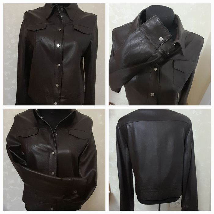 Кожаный пиджак куртка Anne Klein р.S