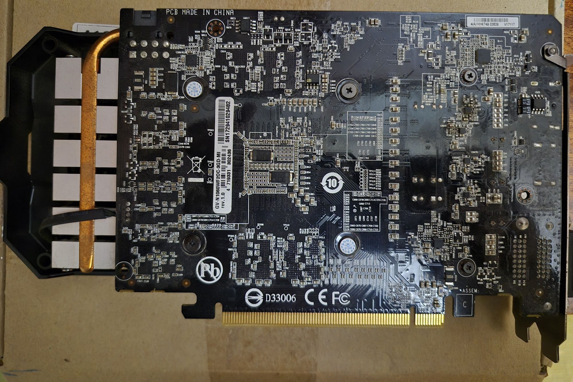 ПродамGigabyte PCI-Ex GeForce GTX 1060 3072MB GDDR5 (192bit)