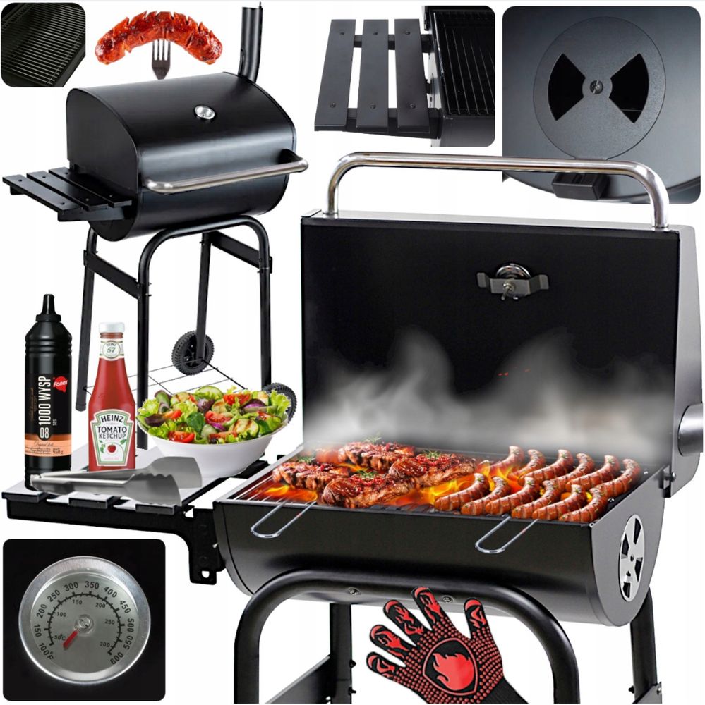 Grill węglowy DUŻY ZESTAW XXL 9w1