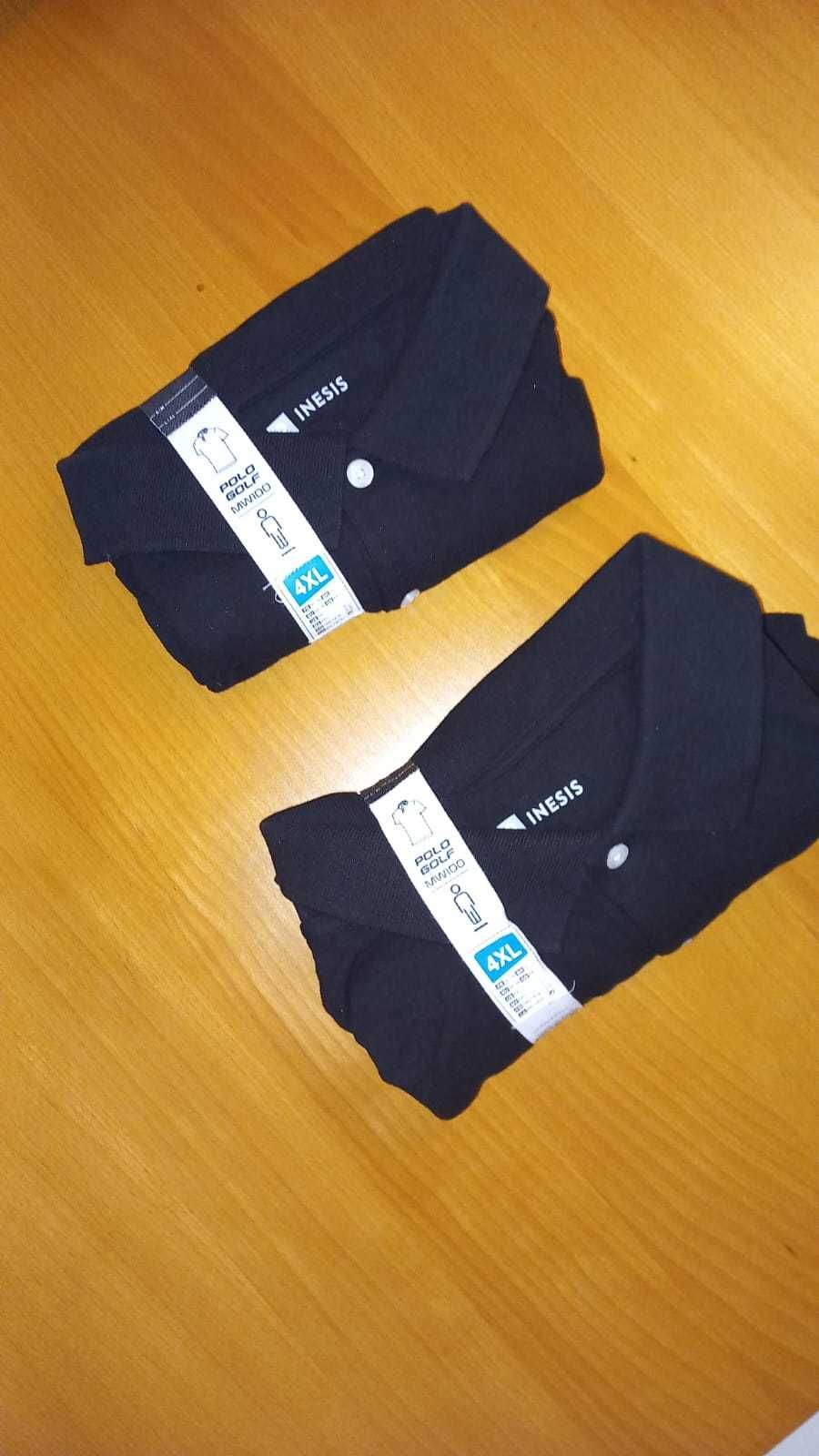 2 Polo de Golf mangas curtas para homem. Cor preto, medida 4XL