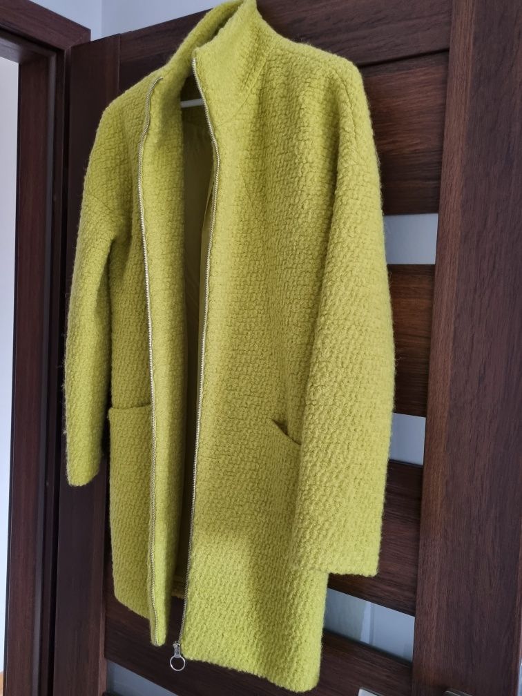 Płaszcz Reserved r.36 limonka wełniany wool blend