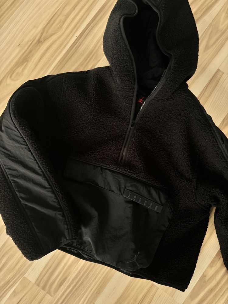 Jordan WMNS czarna bluza polar kieszenie kaptur