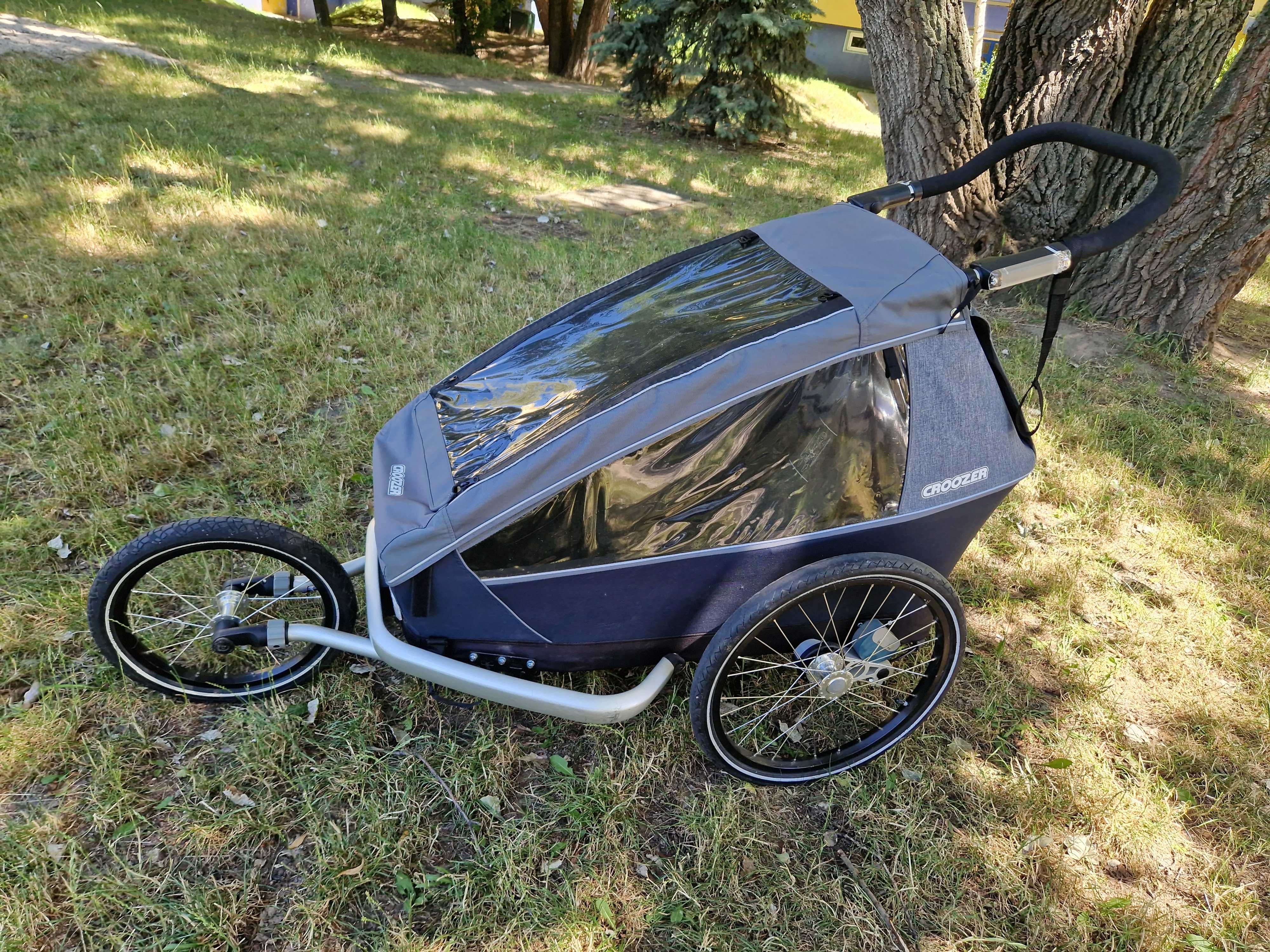 Przyczepka CROOZER Kid Vaaya 1 szara z kołem biegowym i płozami