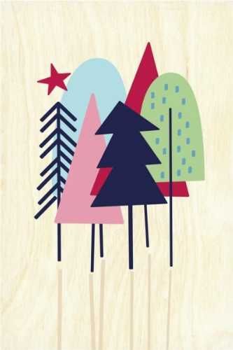 Drewniana kartka Boże Narodzenie - Las