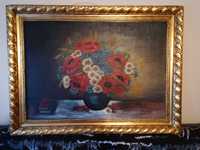Obraz "Kwiaty na stole" Antoni Baumann , 18 wieczny.