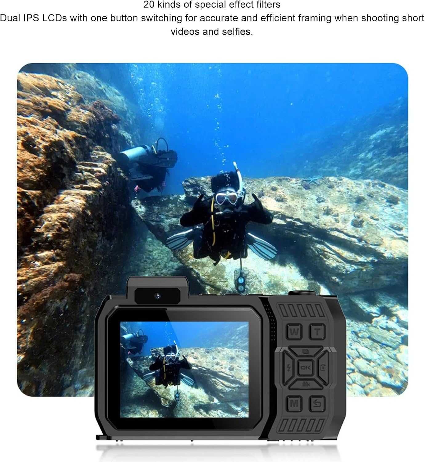 Kamera Podwodna 4K 65 MP z Autofocusem  1,44 Cala Podwójny Ekran