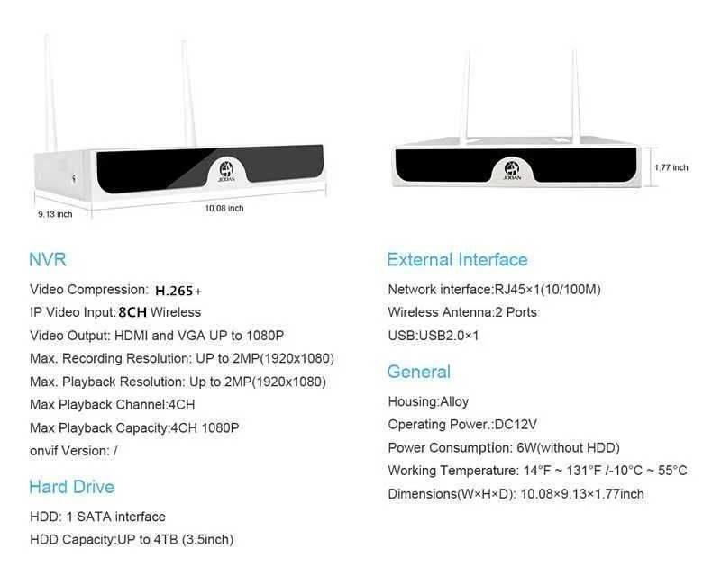 Sistema Vigilância WIFI • 4 Câmaras • 2160P • Exterior • NOVO