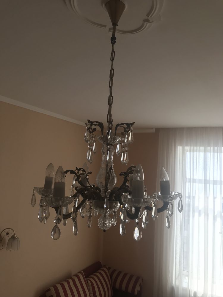 Продам люстру бронзовую, хрустальную
