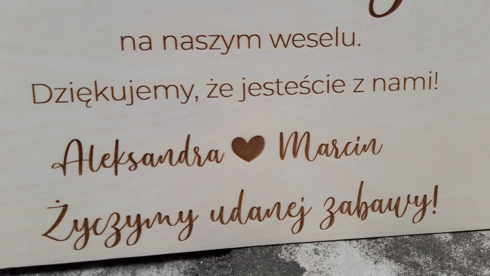 Drewniana grawerowana tablica powitalna, ślub, wesele, Witamy gości