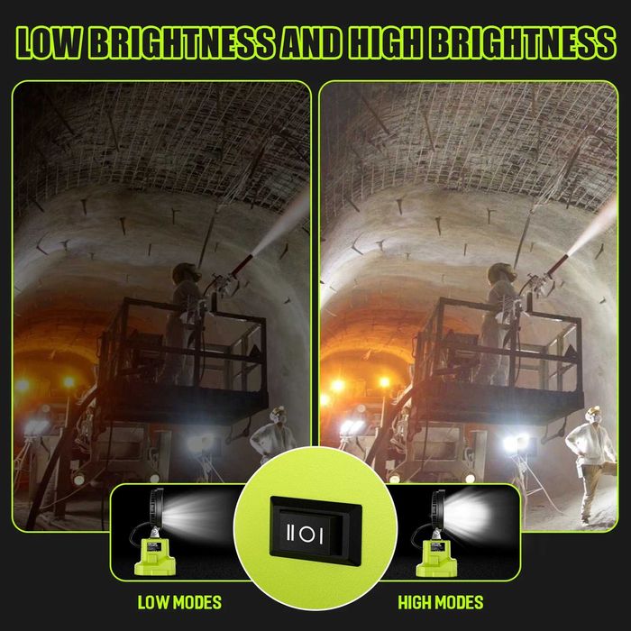 Lampa robocza LED pod baterie Ryobi 18V/20V - REGULACJA, dwa tryby