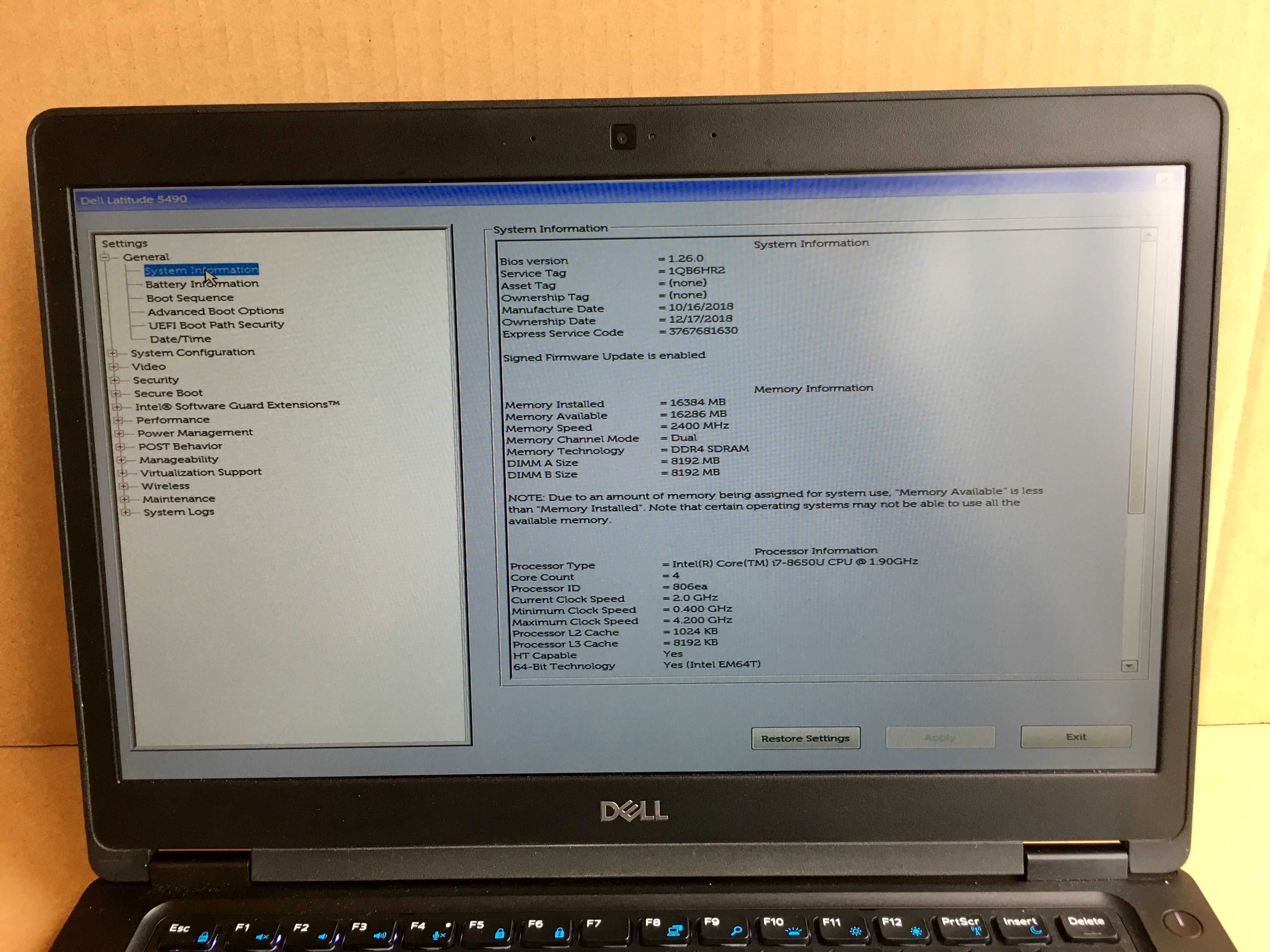 Ноутбук DELL 5490 i7-8650U 16gb SSD 512gb FullHd 14"