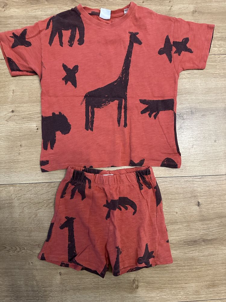 Komplet z grubej bawełny Zara koszulka oversize spodenki