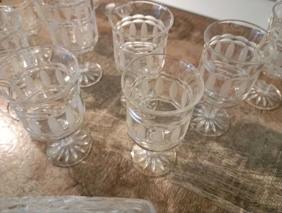 Графин хрустальный с рюмками, рог хрустальный СССР