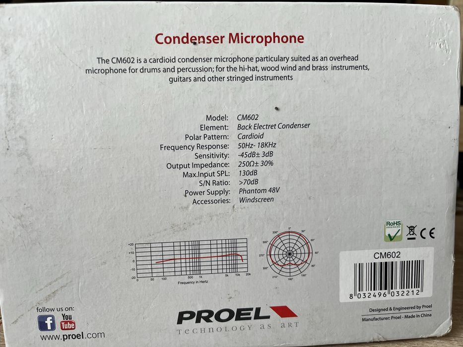 Mikrofon pojemnosciowy Proel CM602