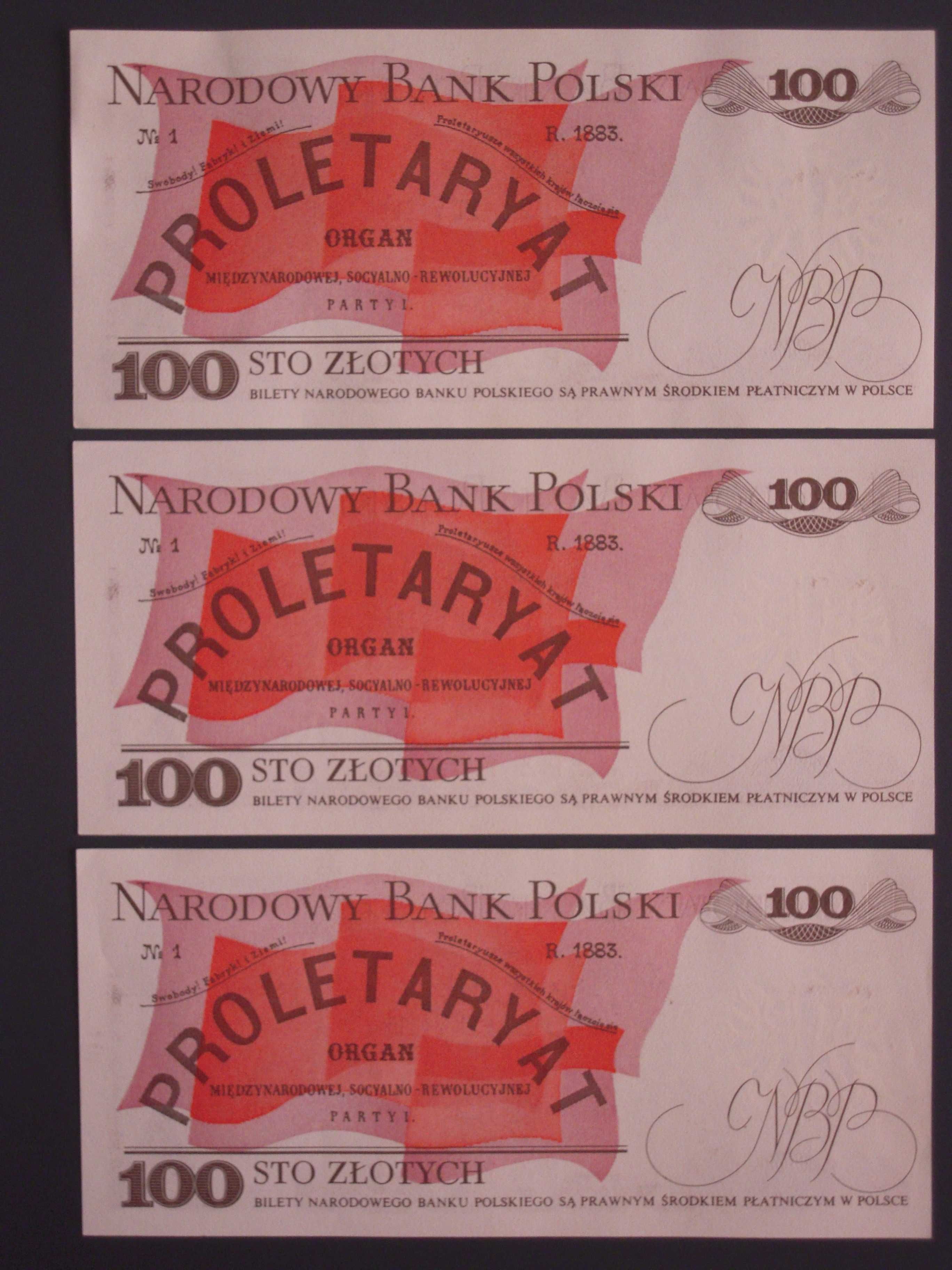 Banknoty PRL 100 zł - Ludwik Waryński - seria PZ z 1 grudnia 1988 r.