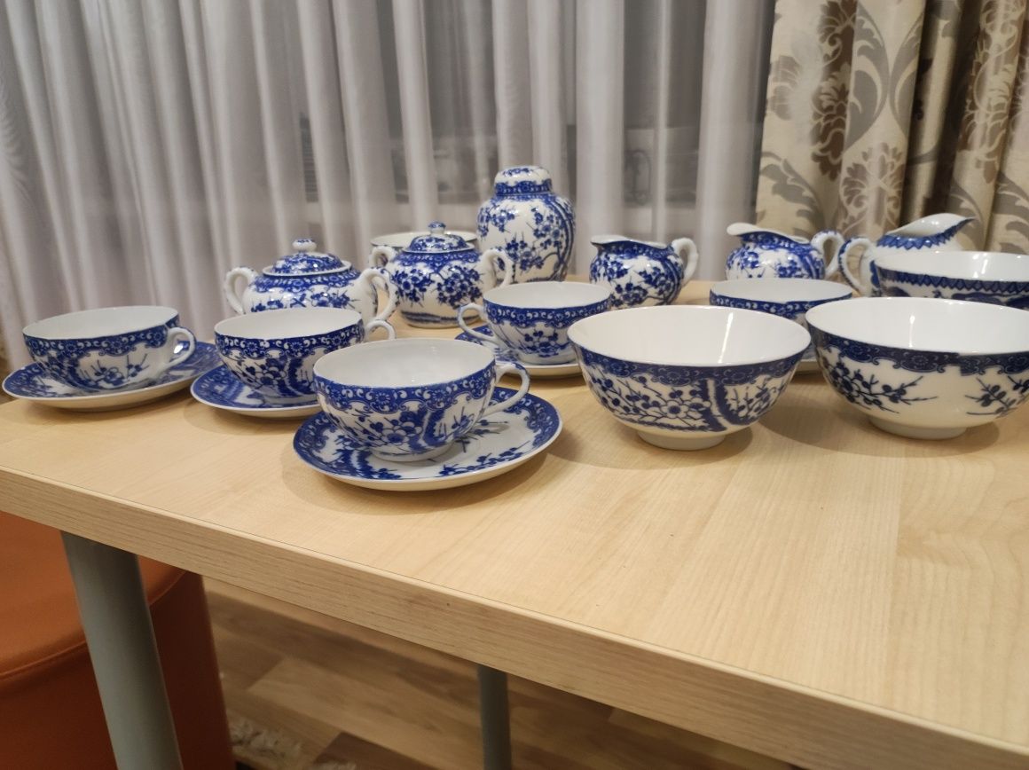 Чайная пара порцеляна Сакура фарфор тарелка чашка молочник
