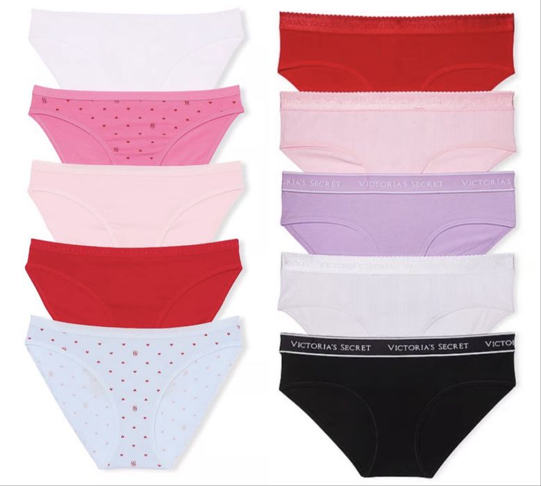 Victorias Secret XS S М L Набор 5 7 трусики трусы стринги Pink подарок