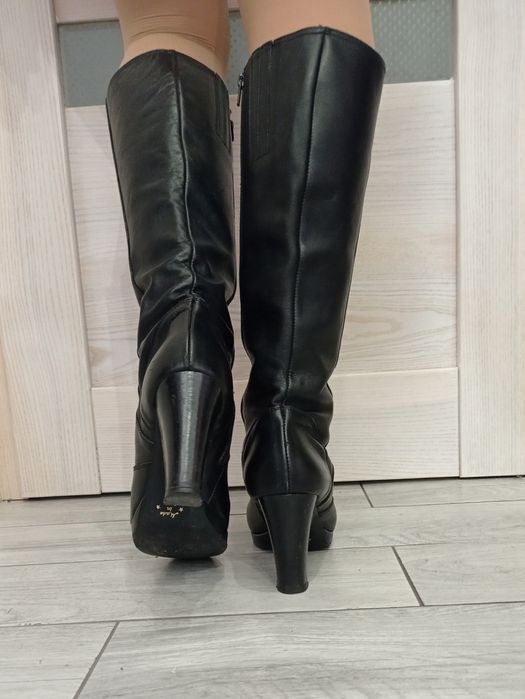 Жіночі шкіряні чоботи Gant на каблуку,  чорні, 39 р.