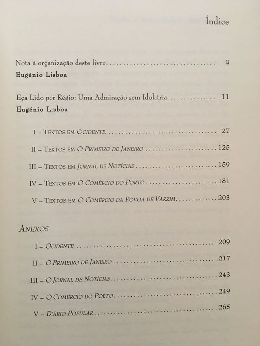 Obras de J. Régio/ Eça Visto por Régio/ Jorge de Sena