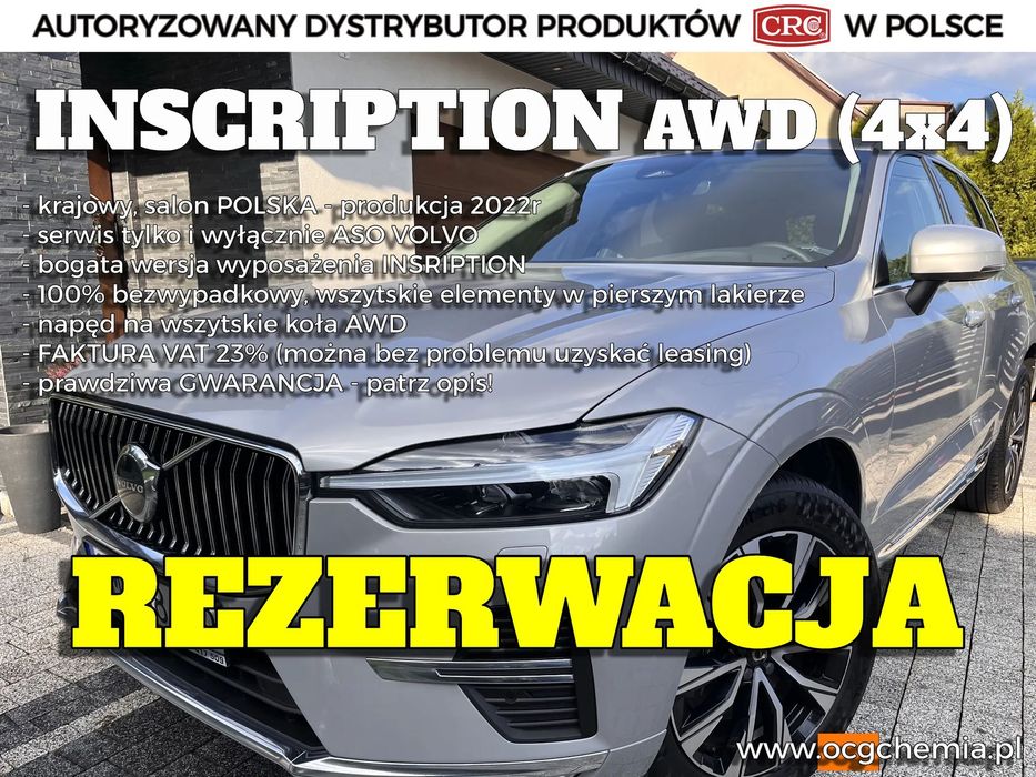 Volvo XC 60 napęd AWD 4x4, wersja INSCRIPTION, salon POLSKA, FAKTURA VAT 23%