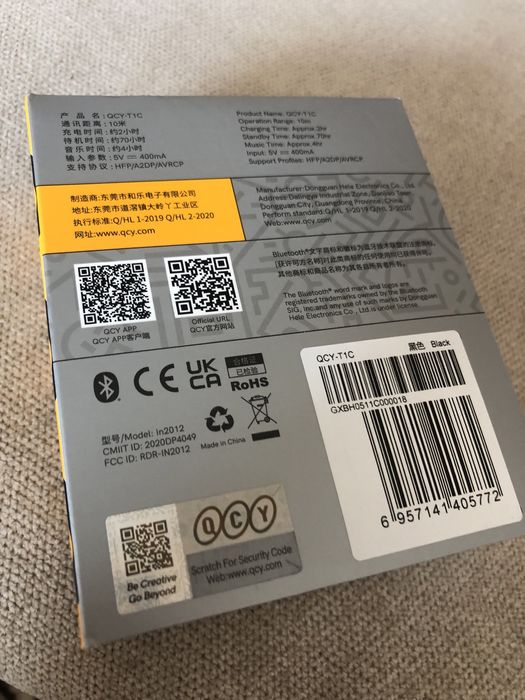 Słuchawki dokanałowe bezprzewodowe bluetooth qcy t1c