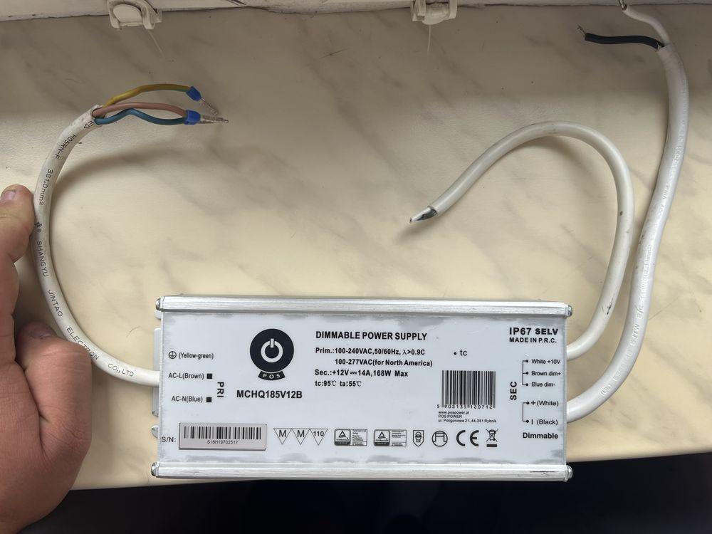 Zasilacz impulsowy 12V/15A DIMMING 3 w 1, silver case MCHQ185V12B-SC
