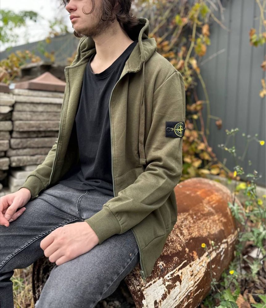БЕЗ ПРЕДОПЛАТИ | Олімпійка Зіп Худі STONE Island Хакі