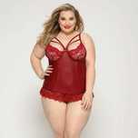 Корсет еротичний латексний L-XL Червоний Plus size JSY